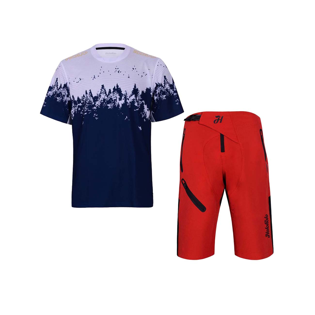 
                HOLOKOLO Cyklistický MTB dres a kalhoty - FREEDOM MTB - červená/modrá/bílá
            