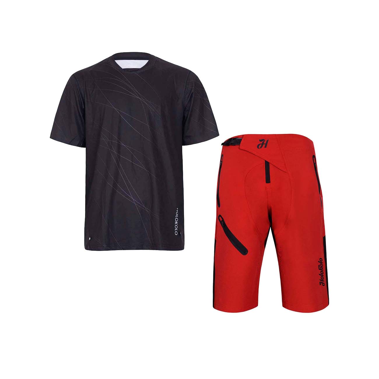
                HOLOKOLO Cyklistický MTB dres a kalhoty - INFINITY MTB - černá/červená
            