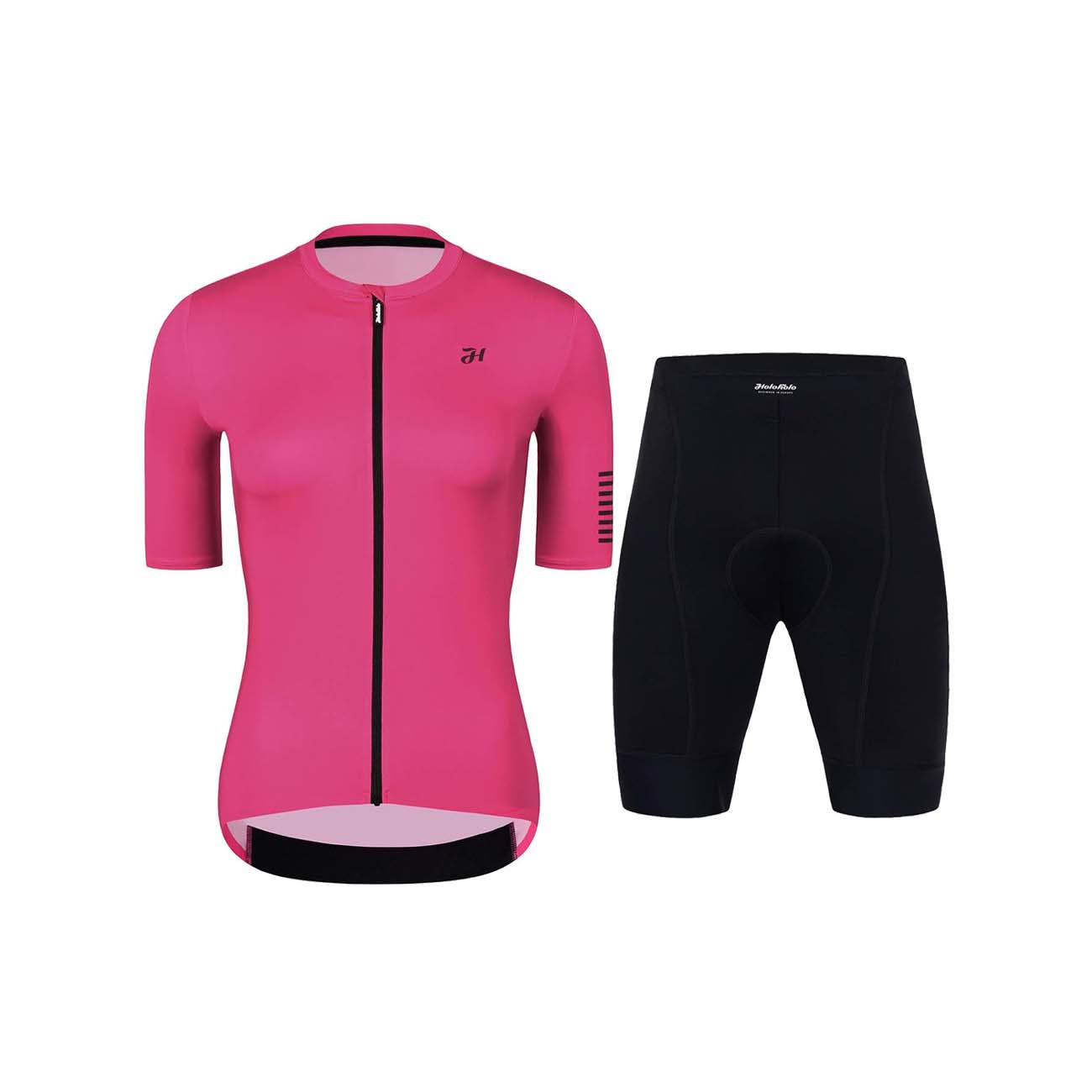 
                HOLOKOLO Cyklistický krátký dres a krátké kalhoty - VICTORIOUS LADY - černá/růžová
            