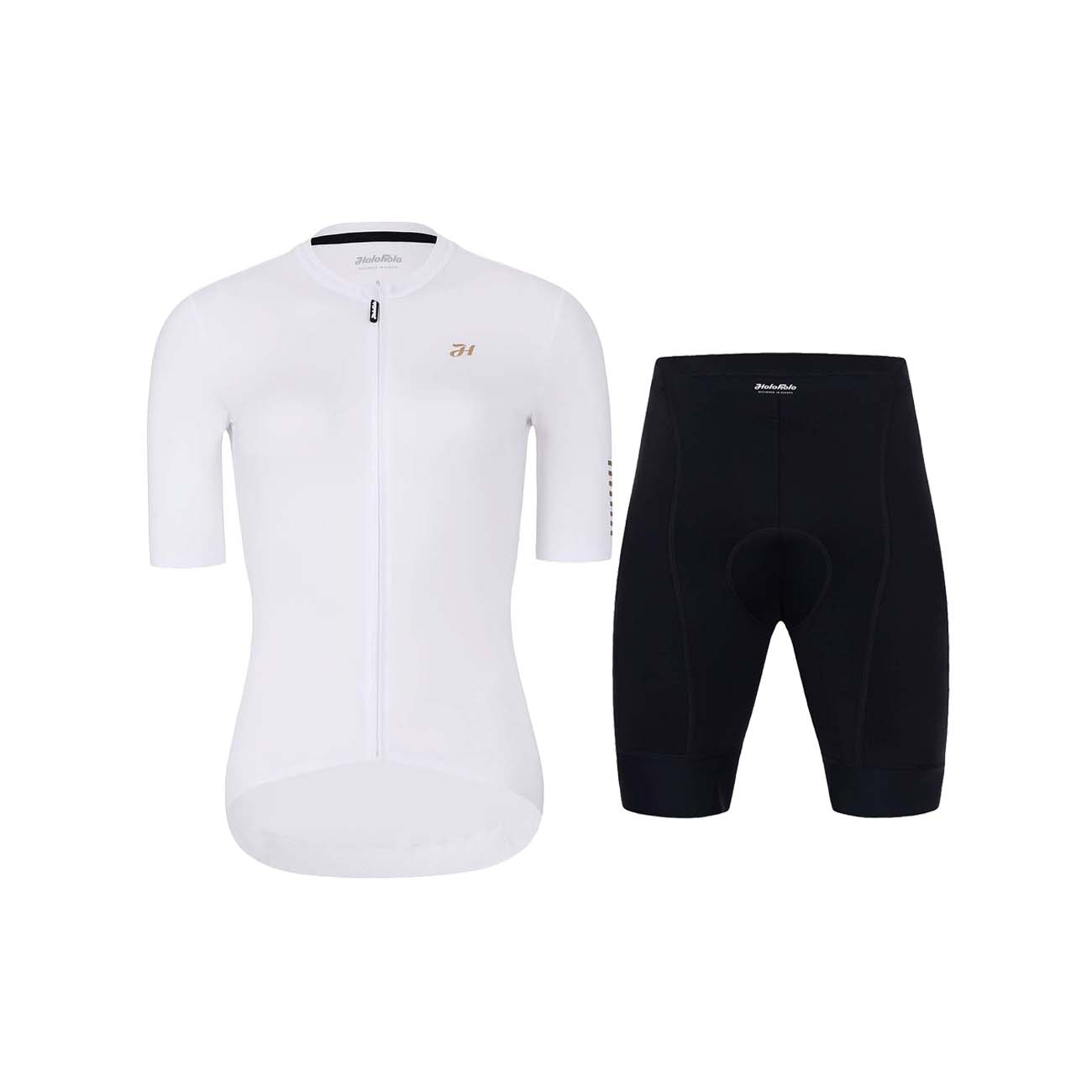 Levně HOLOKOLO Cyklistický krátký dres a krátké kalhoty - VICTORIOUS GOLD LADY - černá/bílá