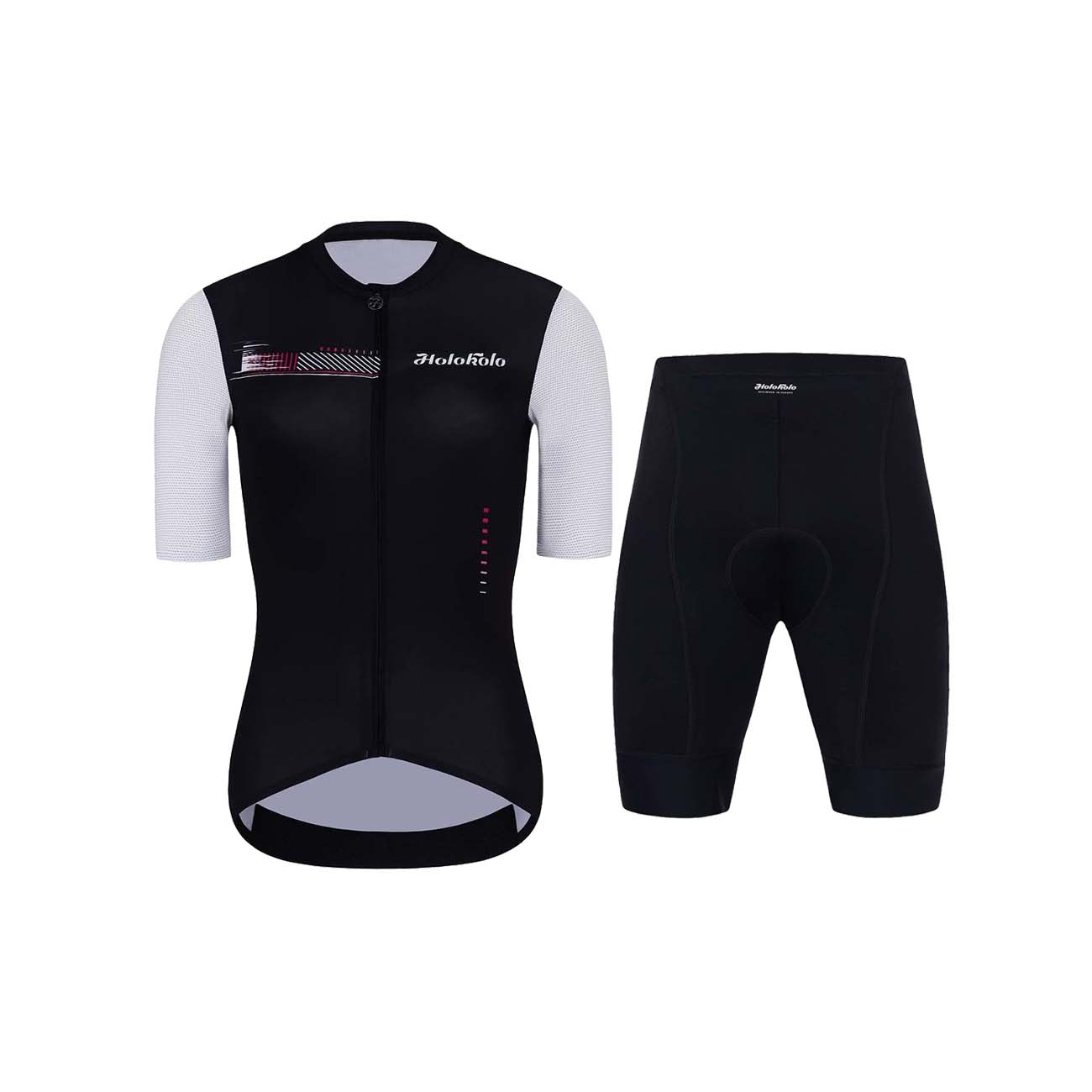 
                HOLOKOLO Cyklistický krátký dres a krátké kalhoty - VIBES LADY - bílá/černá
            