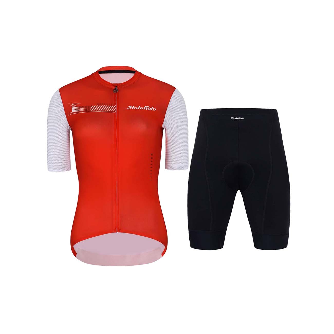 
                HOLOKOLO Cyklistický krátký dres a krátké kalhoty - VIBES LADY - červená/bílá/černá
            