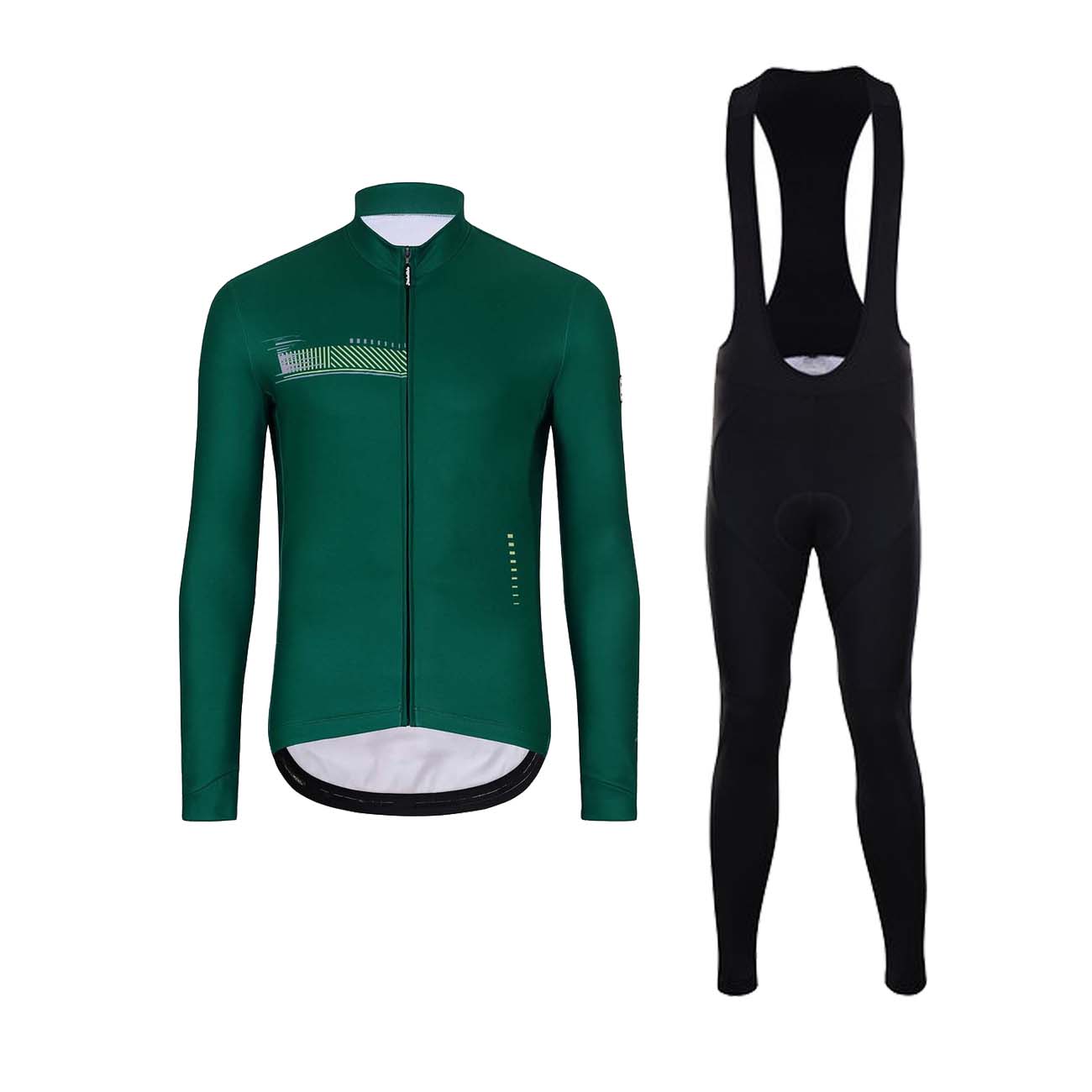 
                HOLOKOLO Cyklistický dlouhý dres a kalhoty - VIBES WINTER - černá/zelená
            