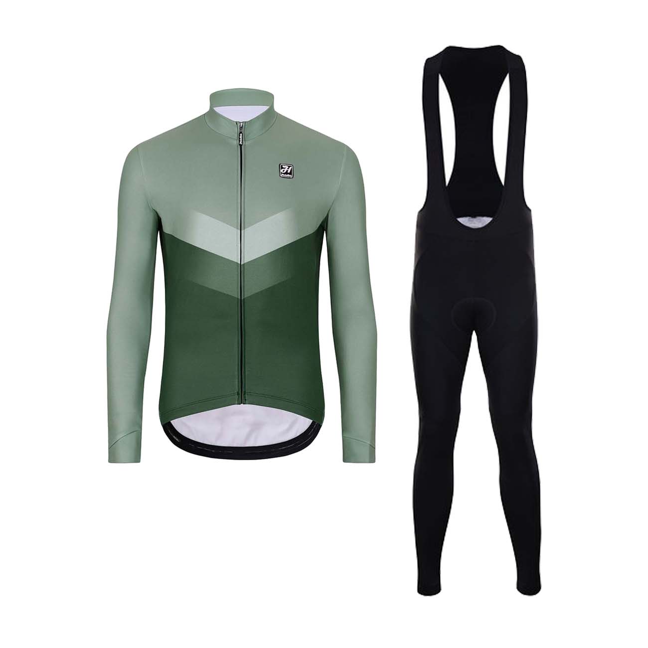 
                HOLOKOLO Cyklistický dlouhý dres a kalhoty - ARROW WINTER - černá/zelená
            