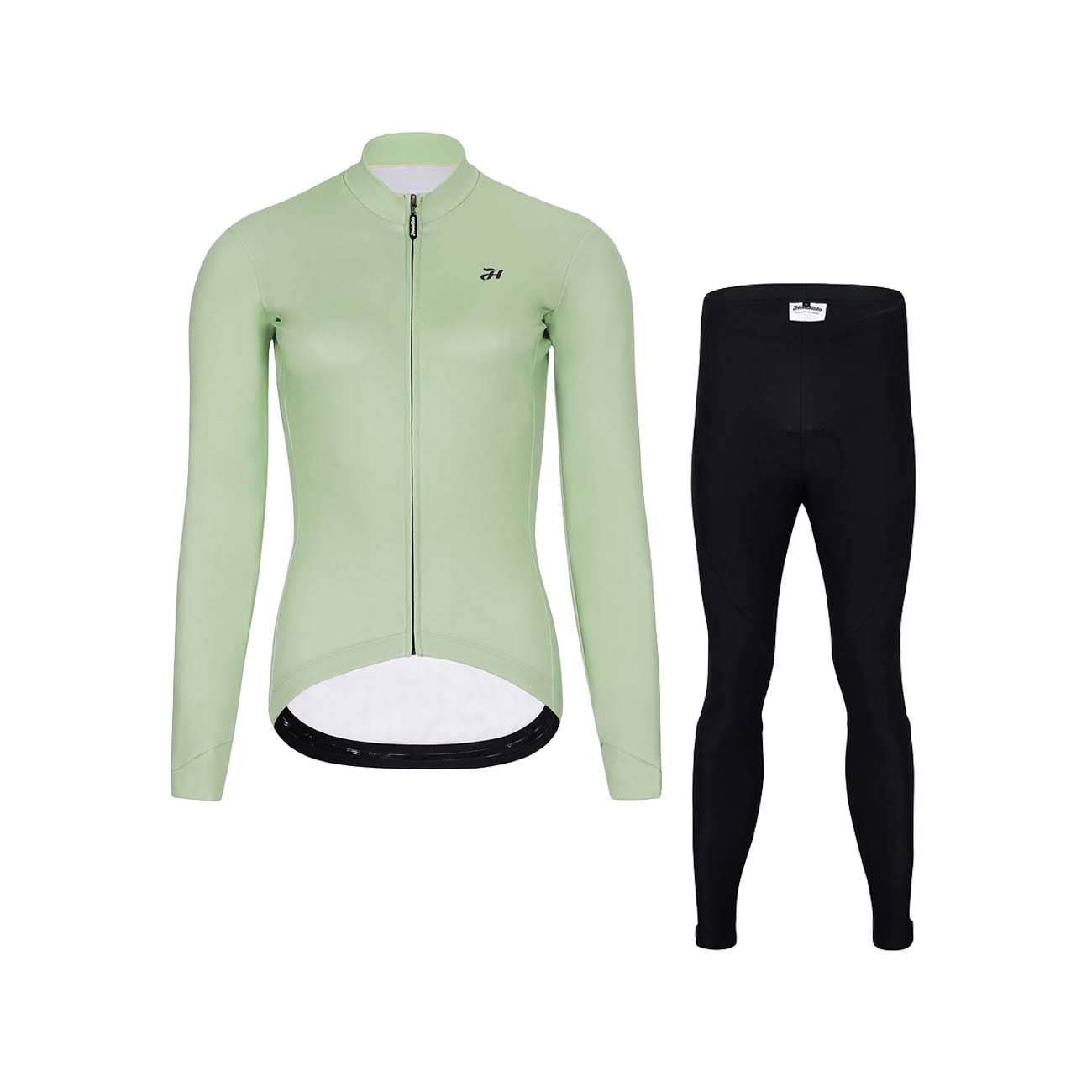 
                HOLOKOLO Cyklistický dlouhý dres a kalhoty - PHANTOM LADY WINTER - světle zelená/černá
            
