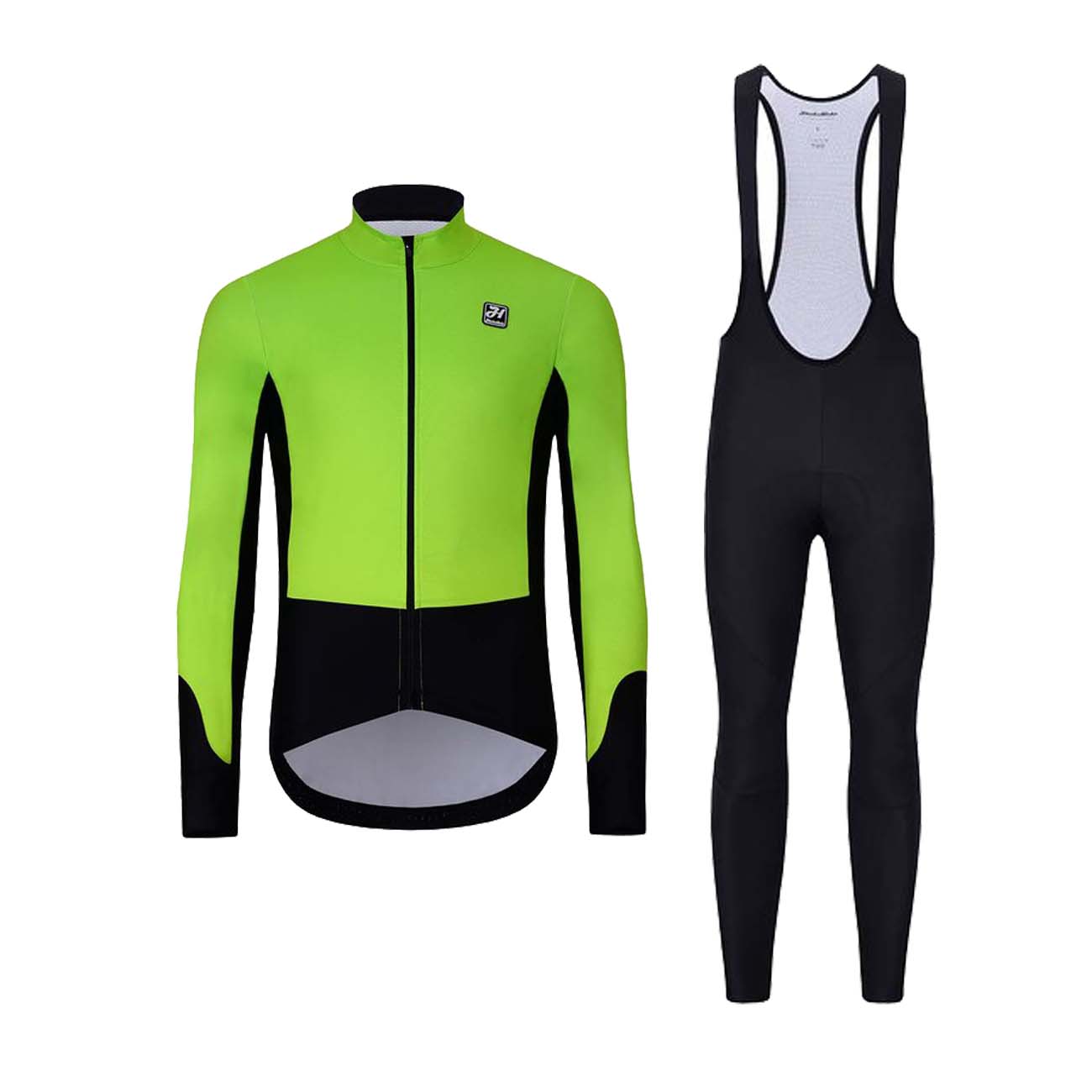 
                HOLOKOLO Cyklistická zimní bunda a kalhoty - CLASSIC - černá/světle zelená
            