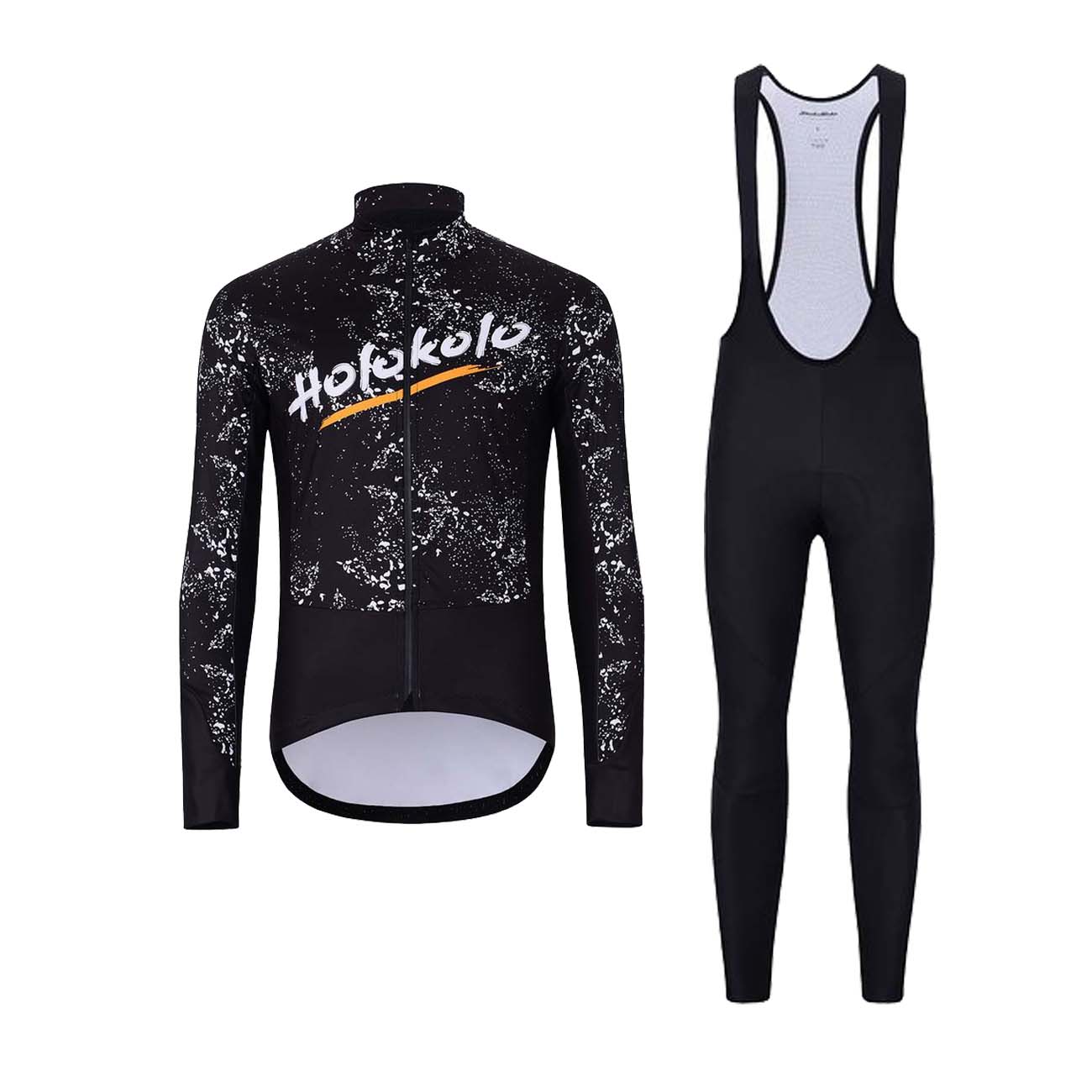 
                HOLOKOLO Cyklistická zimní bunda a kalhoty - GRAFFITI - černá/bílá
            