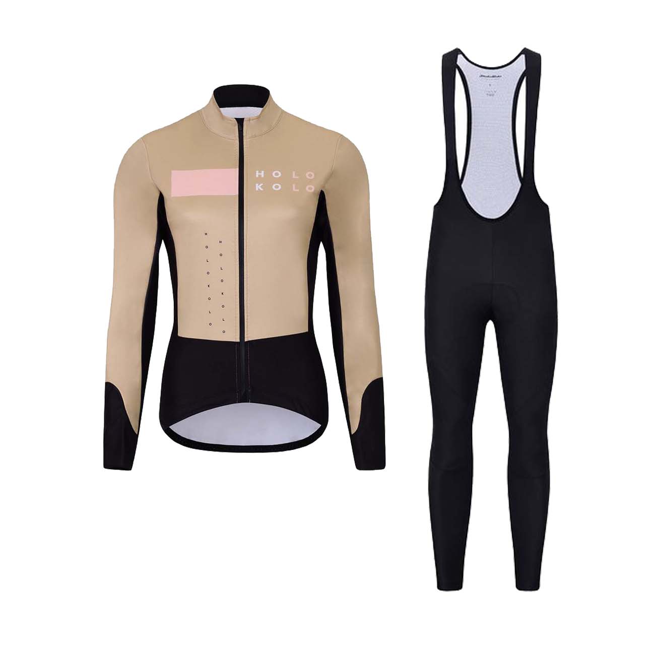 
                HOLOKOLO Cyklistická zimní bunda a kalhoty - ELEMENT LADY - béžová/černá/hnědá
            