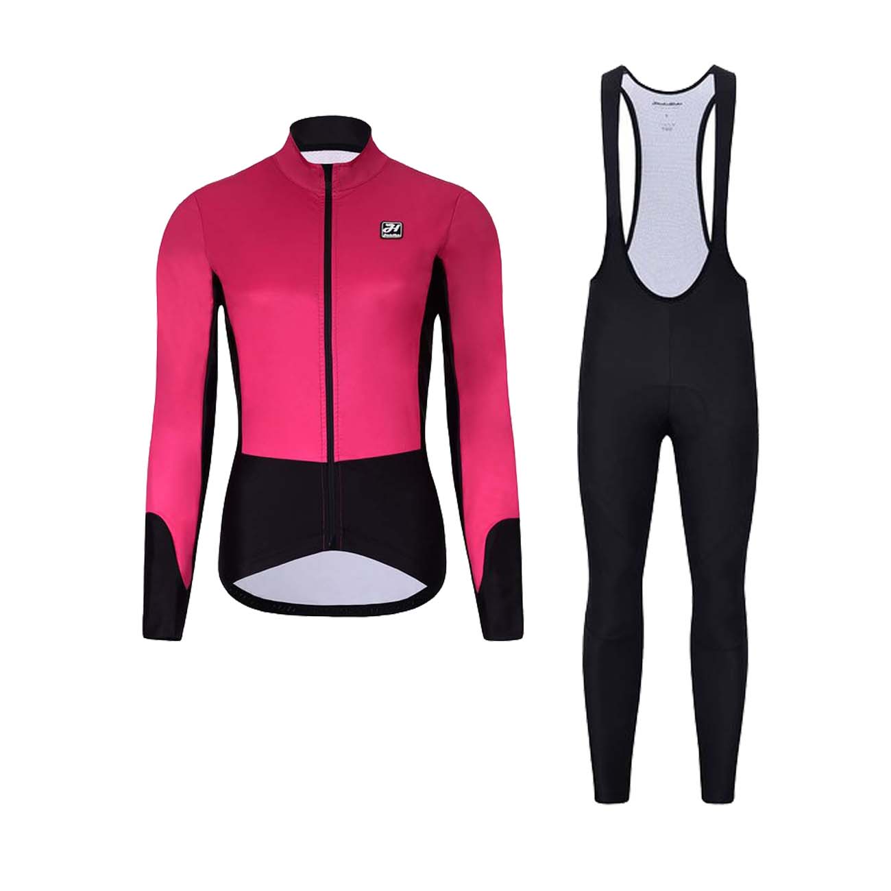 
                HOLOKOLO Cyklistická zimní bunda a kalhoty - CLASSIC LADY - černá/růžová
            