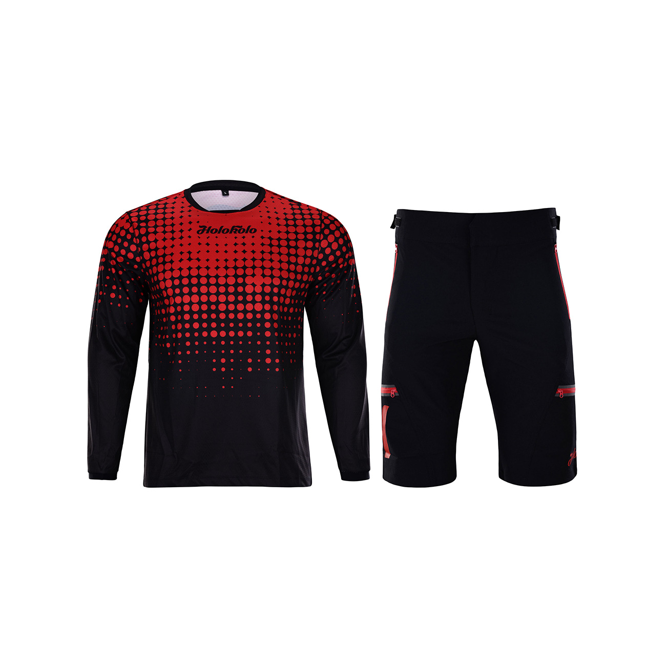 
                HOLOKOLO Cyklistický MTB dres a kalhoty - INFRARED MTB LONG  - červená/černá
            