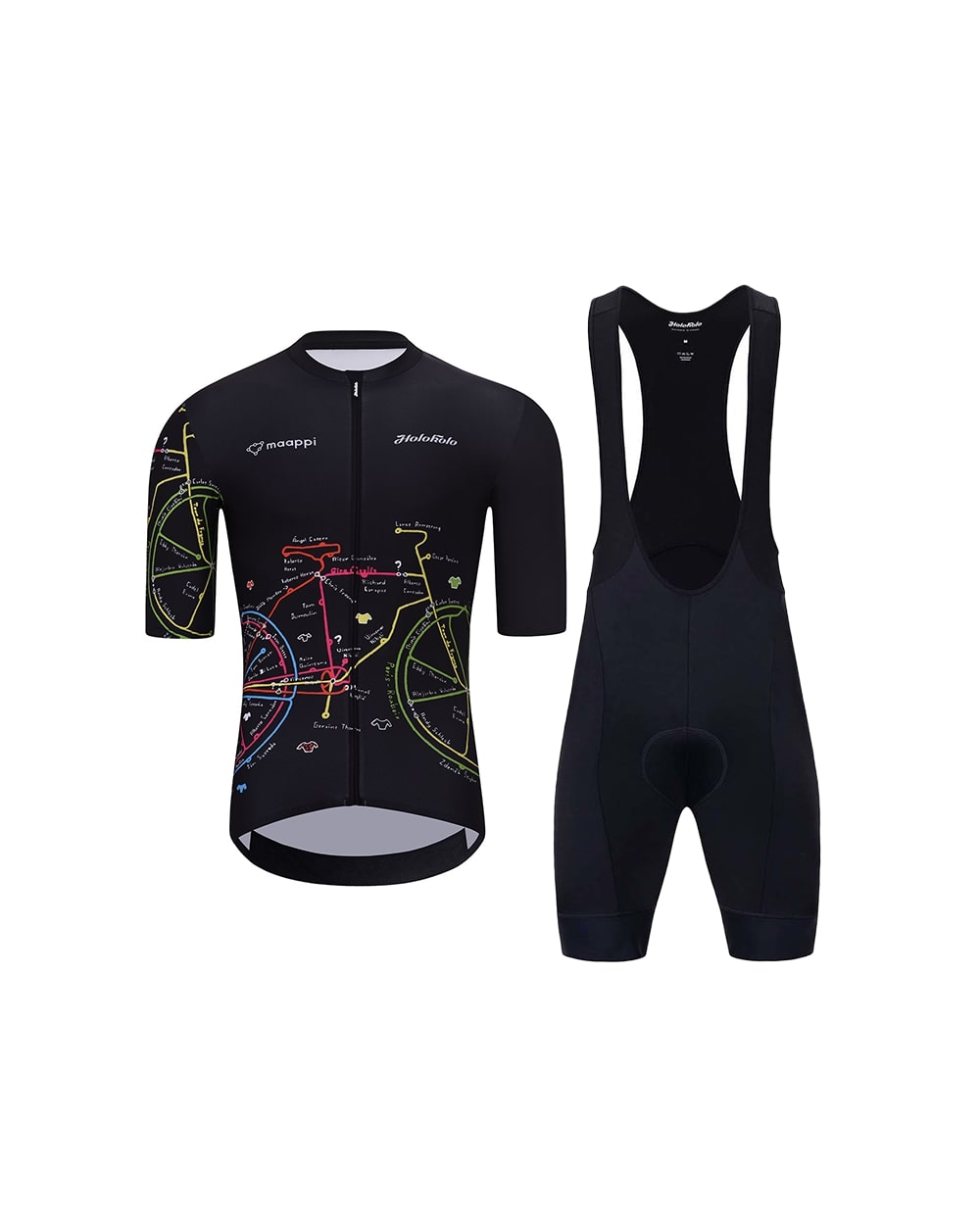 HOLOKOLO Cyklistický krátký dres a krátké kalhoty - MAAPPI DARK  - vícebarevná/černá