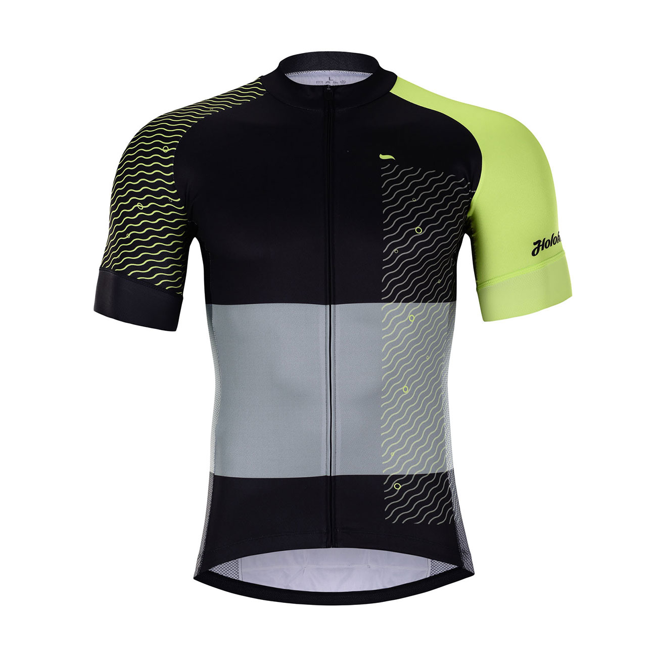 Levně HOLOKOLO Cyklistický dres s krátkým rukávem - ENGRAVE - černá/šedá/zelená