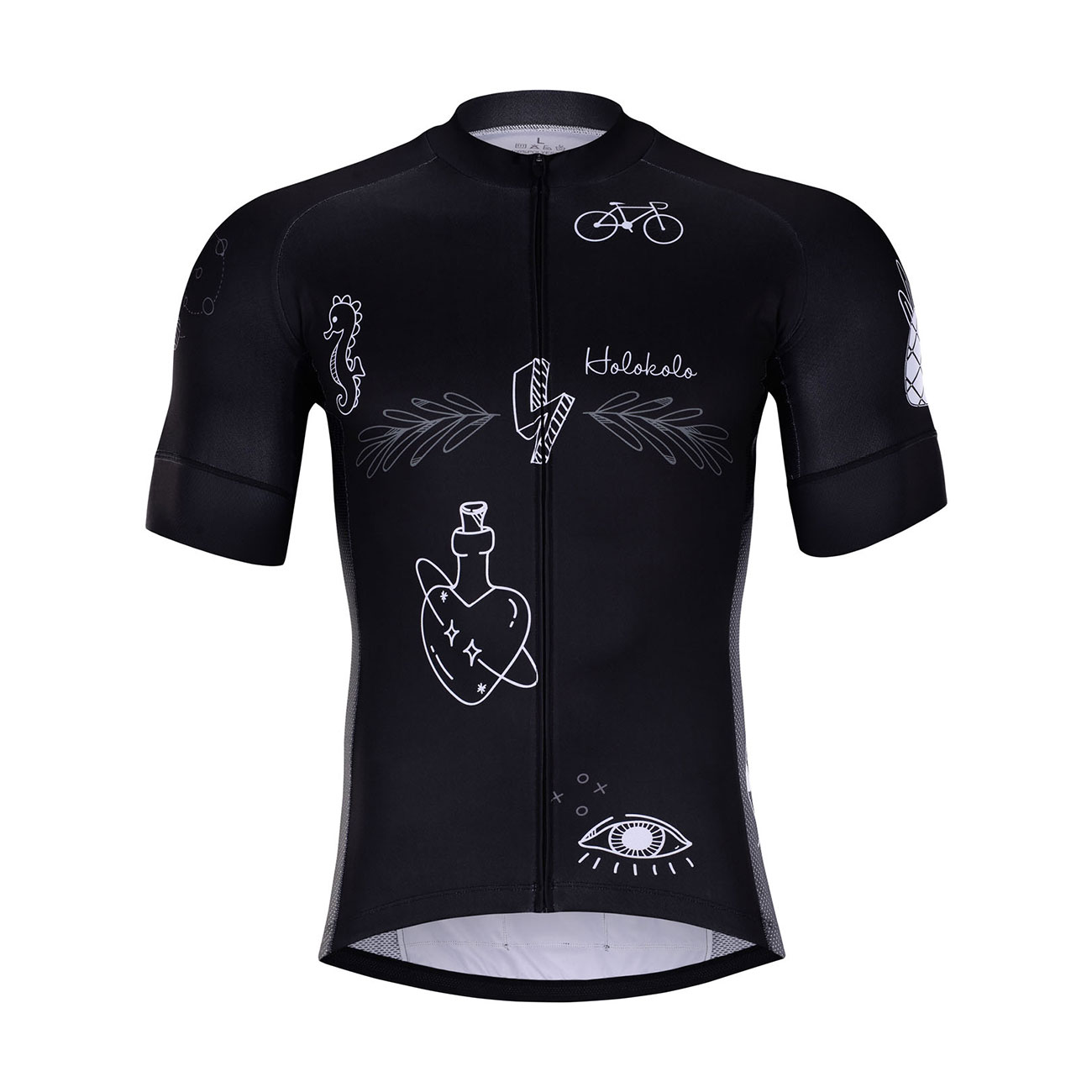 
                HOLOKOLO Cyklistický dres s krátkým rukávem - BLACK OUT - černá/bílá 2XS
            