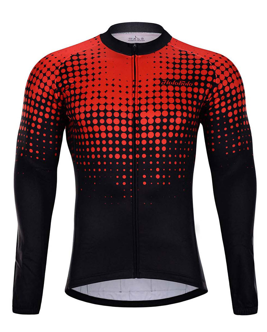 Levně HOLOKOLO Cyklistický dres s dlouhým rukávem letní - FROSTED SUMMER - červená/černá