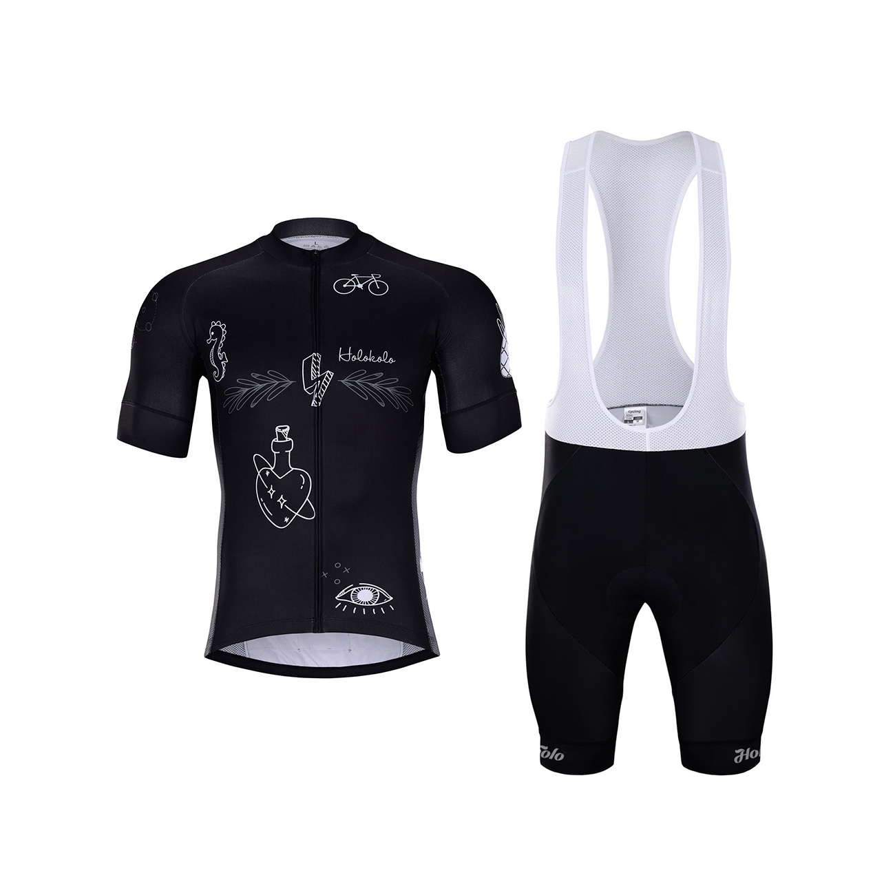 
                HOLOKOLO Cyklistický krátký dres a krátké kalhoty - BLACK OUT - černá
            