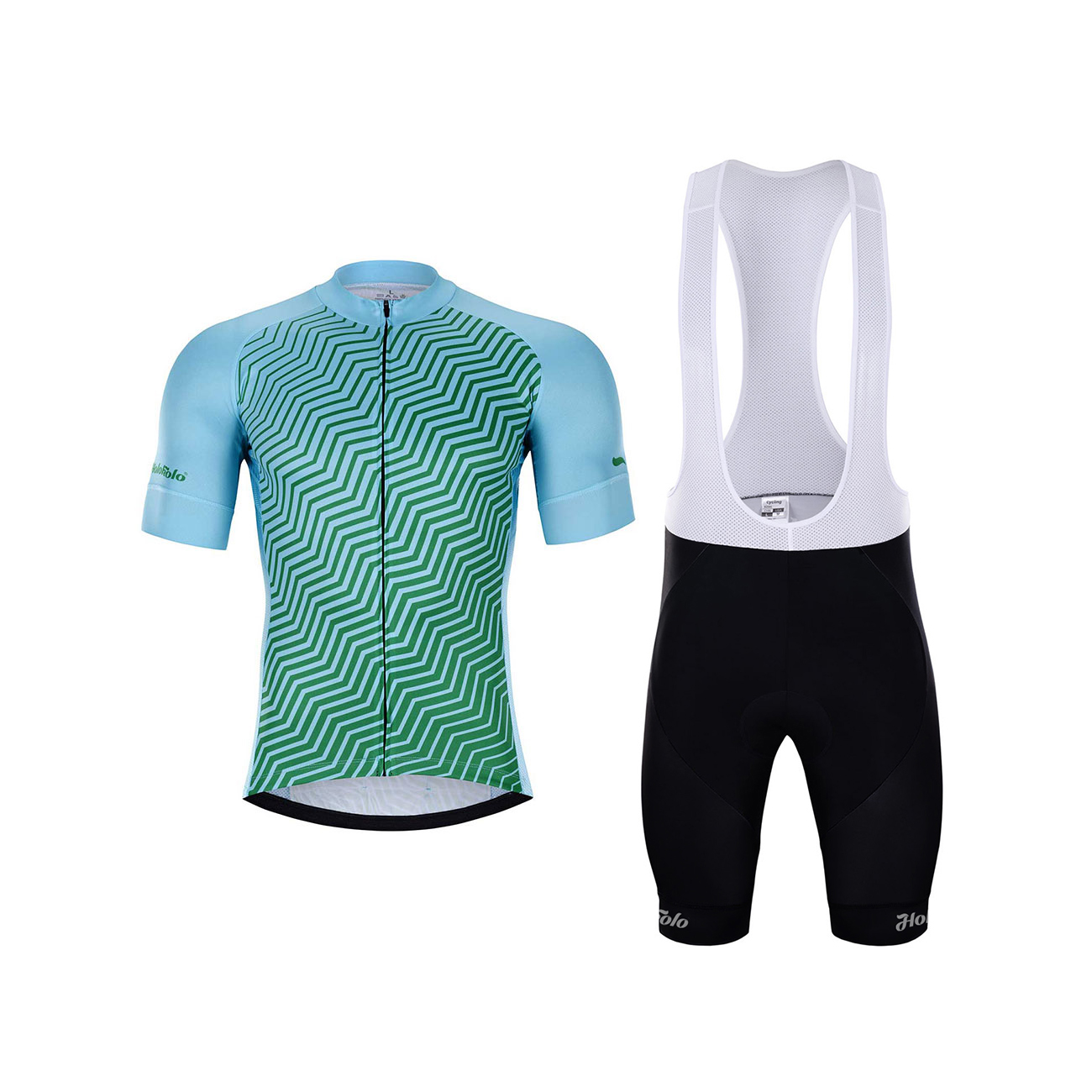
                HOLOKOLO Cyklistický krátký dres a krátké kalhoty - DAYBREAK - světle modrá/černá/zelená
            
