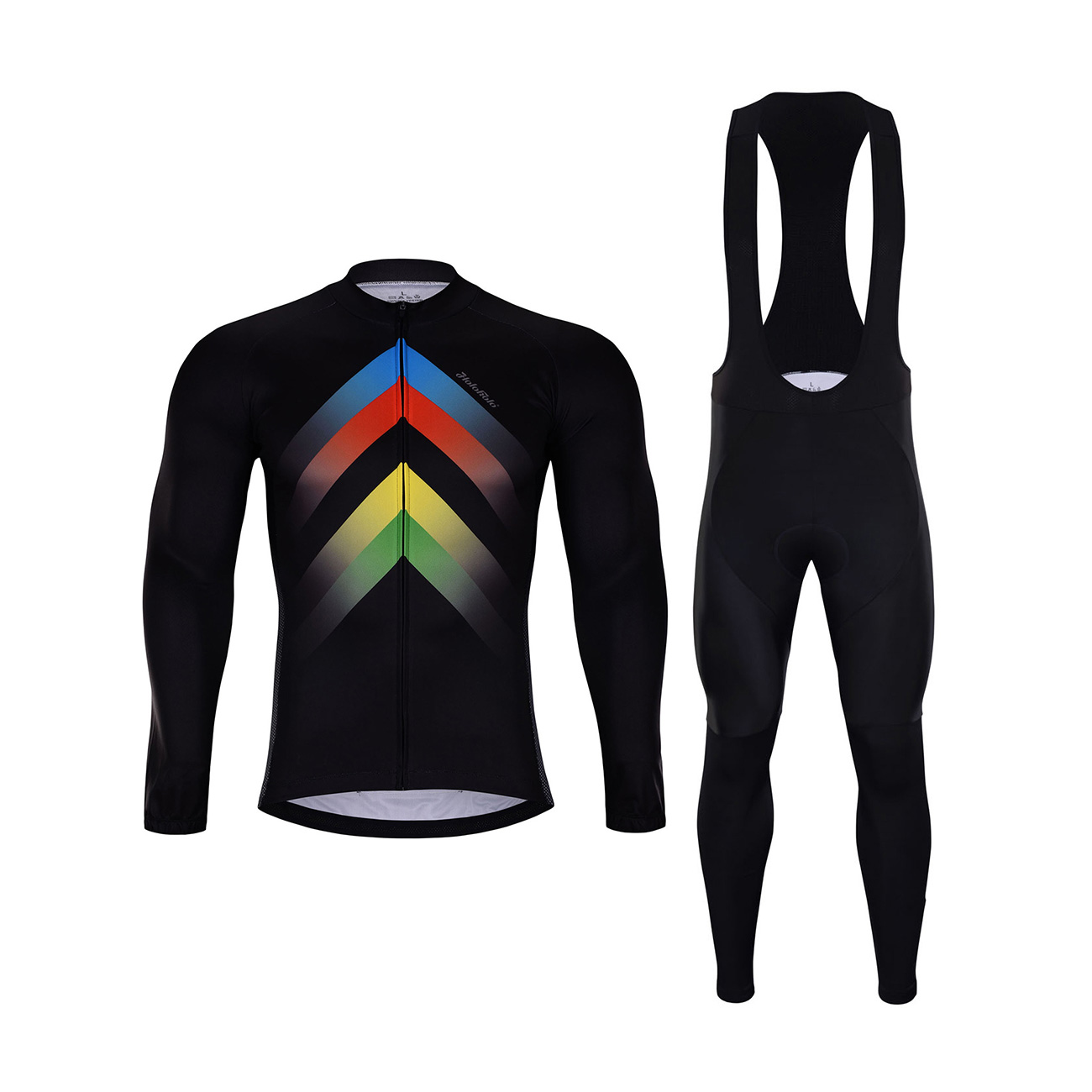 
                HOLOKOLO Cyklistický dlouhý dres a kalhoty - HYPER SUMMER - černá/duhová
            