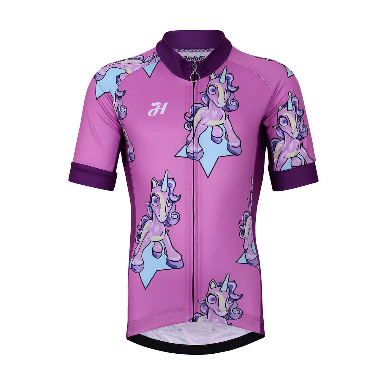 
                HOLOKOLO Cyklistický dres s krátkým rukávem - UNICORNS KIDS - vícebarevná/růžová S-135cm
            