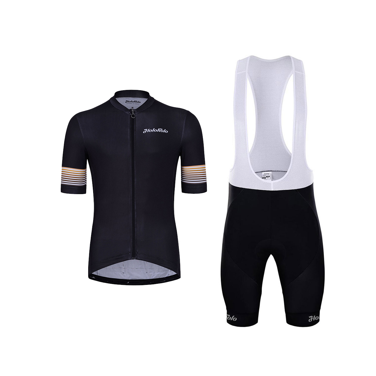 Levně HOLOKOLO Cyklistický krátký dres a krátké kalhoty - RAINBOW - černá