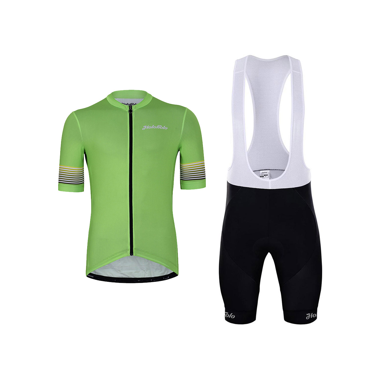 
                HOLOKOLO Cyklistický krátký dres a krátké kalhoty - RAINBOW - černá/zelená
            