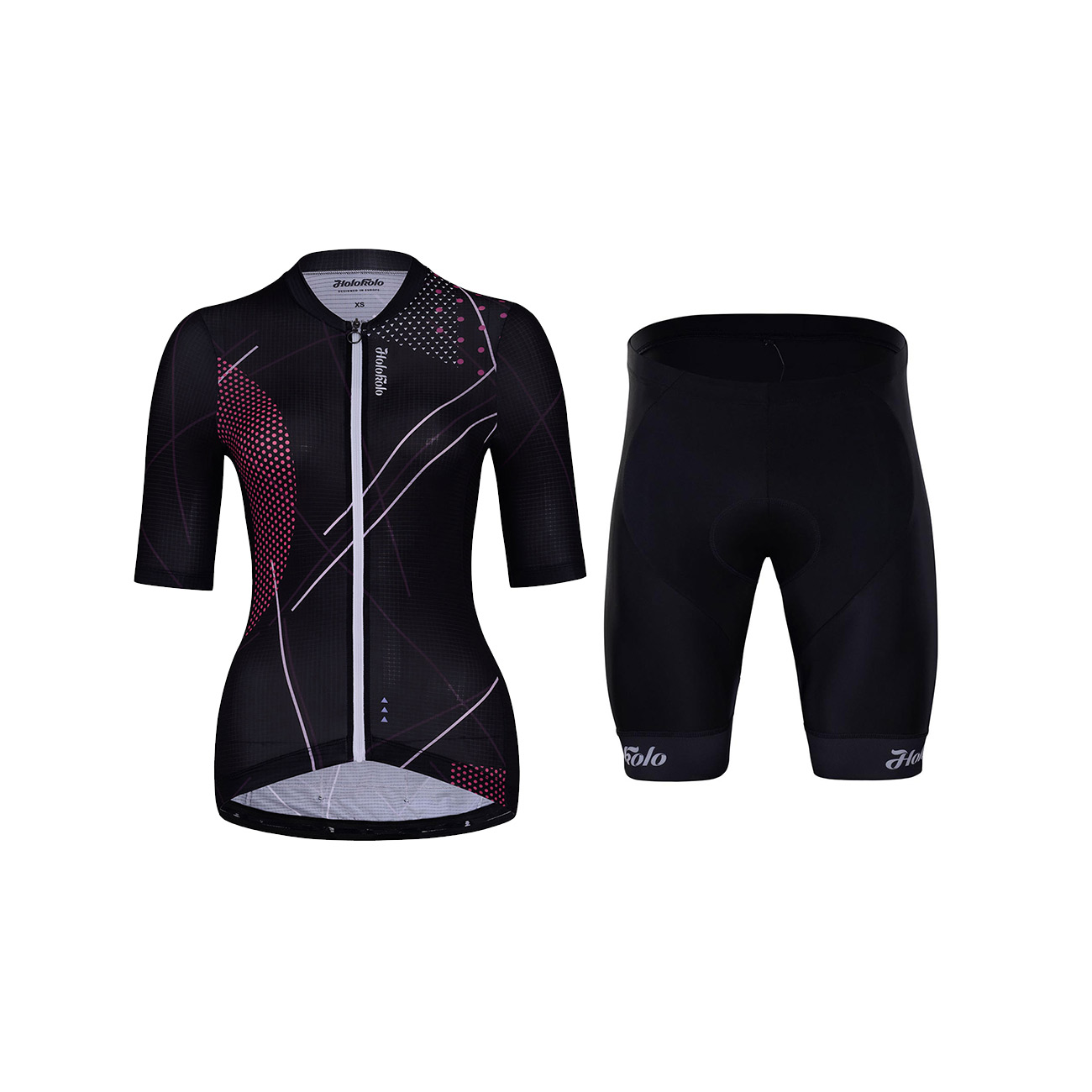 HOLOKOLO Cyklistický krátký dres a krátké kalhoty - SPARKLE LADY - černá