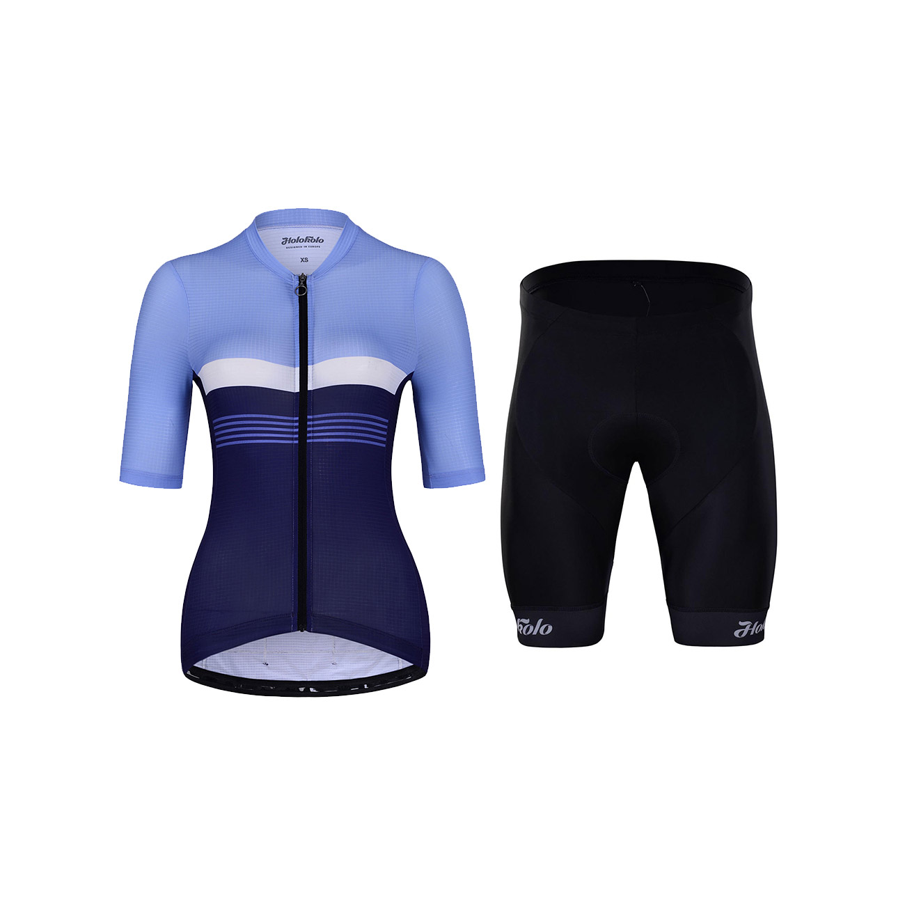 HOLOKOLO Cyklistický krátký dres a krátké kalhoty - SPORTY LADY - světle modrá/modrá/černá
