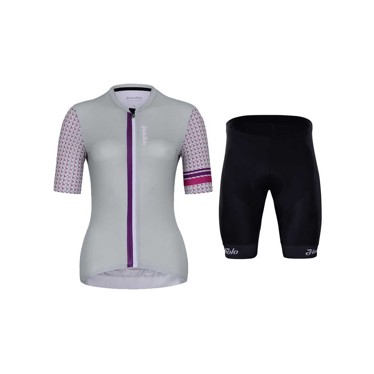 
                HOLOKOLO Cyklistický krátký dres a krátké kalhoty - KIND ELITE LADY - šedá/černá
            