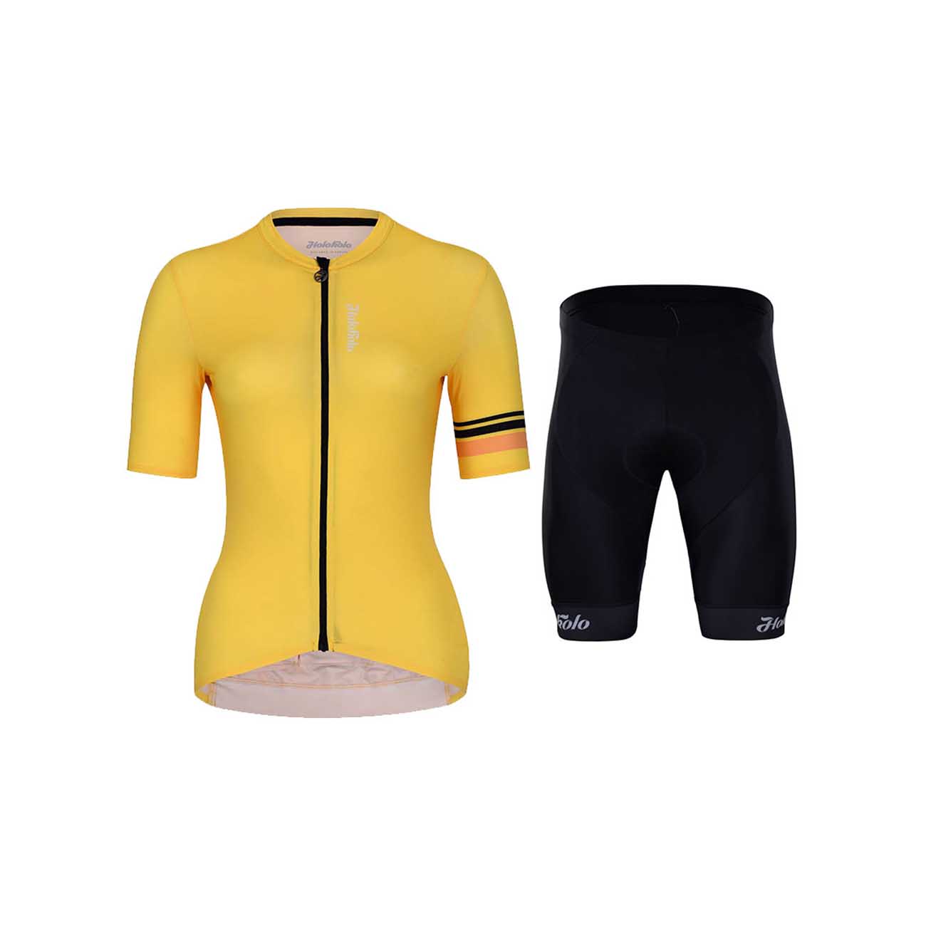 
                HOLOKOLO Cyklistický krátký dres a krátké kalhoty - JOLLY ELITE LADY - žlutá/černá
            