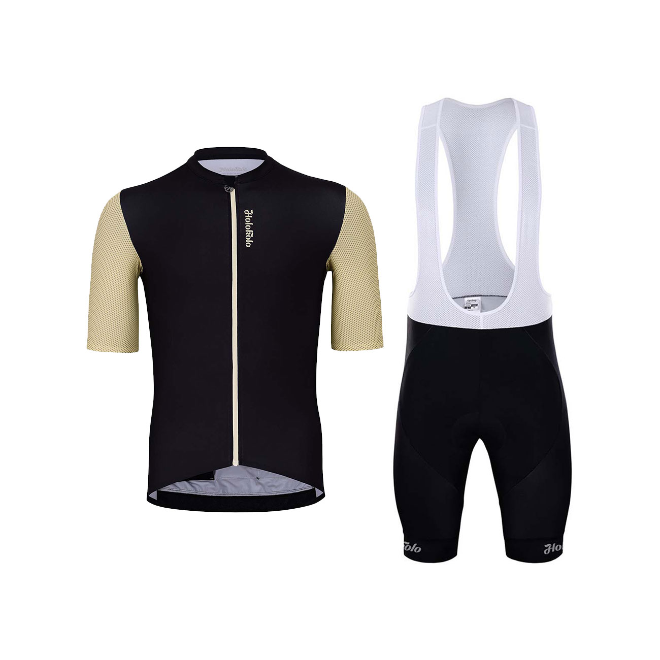 
                HOLOKOLO Cyklistický krátký dres a krátké kalhoty - RELIABLE ELITE - béžová/černá
            