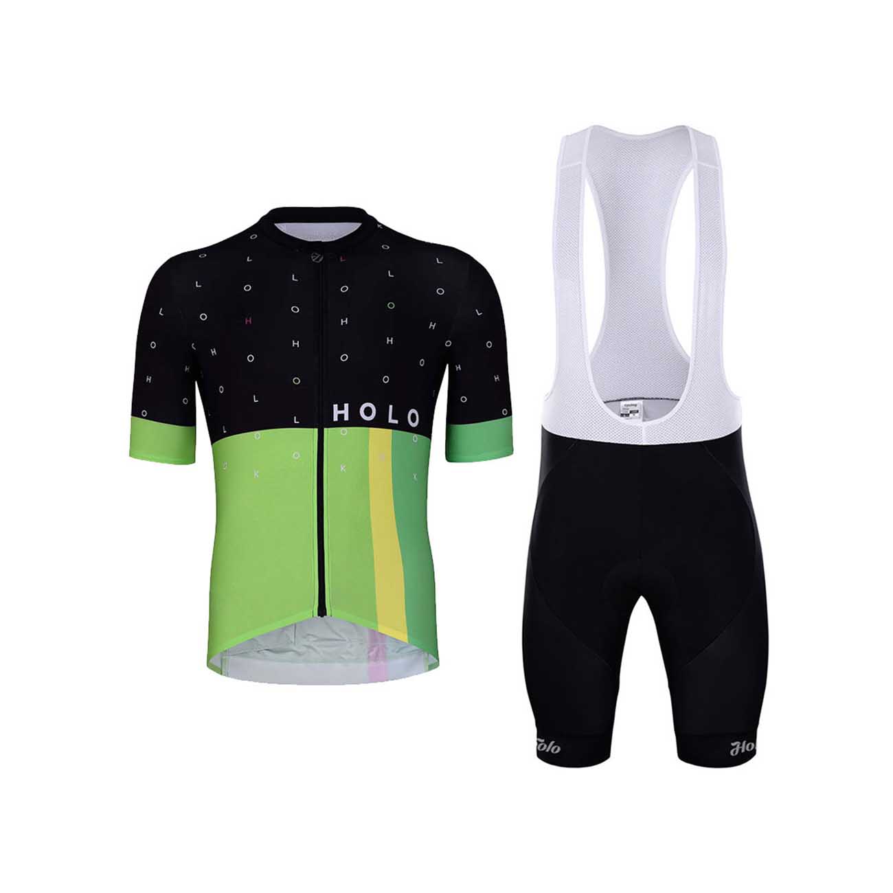
                HOLOKOLO Cyklistický krátký dres a krátké kalhoty - OPTIMISTIC ELITE - černá/zelená
            