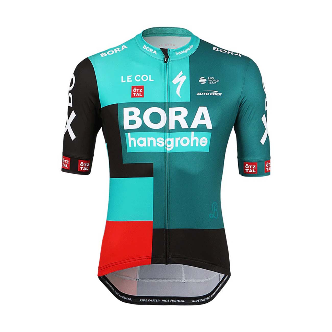 Levně LE COL Cyklistický dres s krátkým rukávem - BORA HANSGROHE 2022 - černá/zelená/červená 2XL