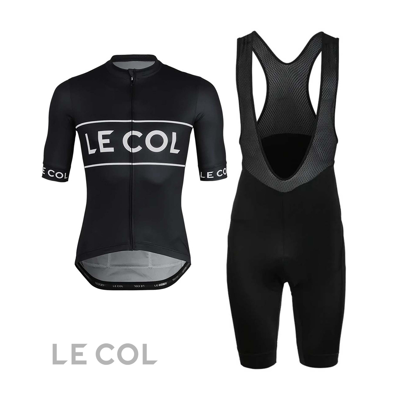 
                LE COL Cyklistický krátký dres a krátké kalhoty - LE COLSPORT LOGO + S - černá
            