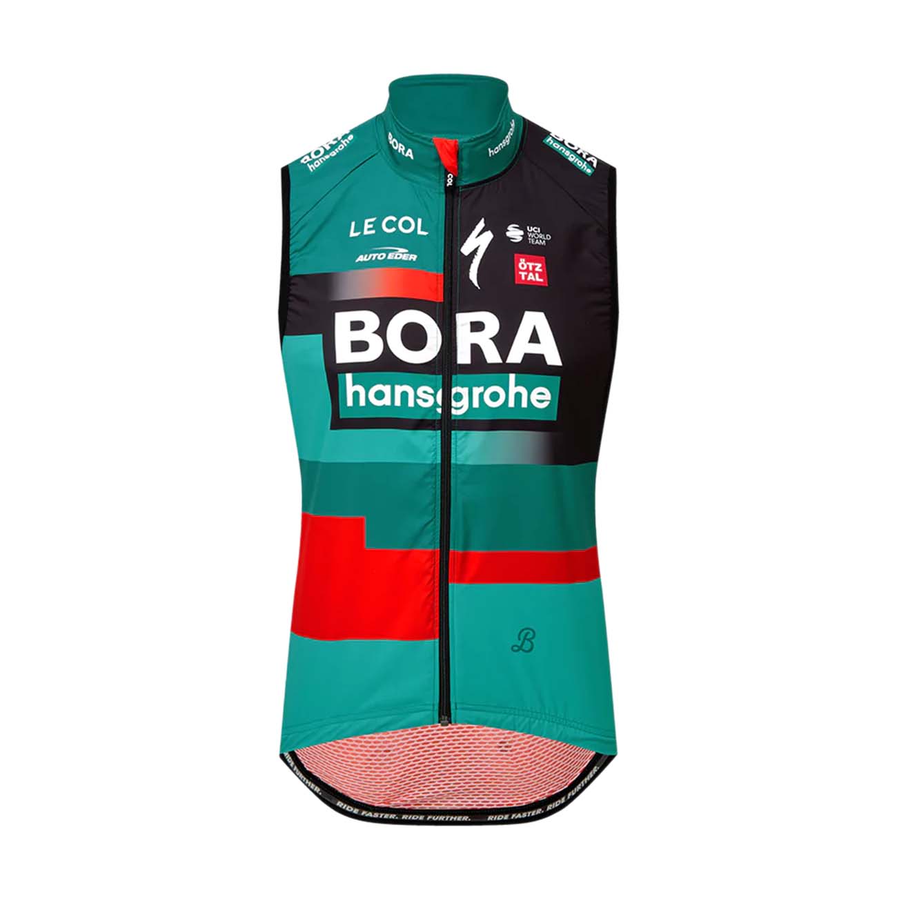 Levně LE COL Cyklistická vesta - BORA HANSGROHE 2023 REPLICA SPORT - černá/zelená/červená L