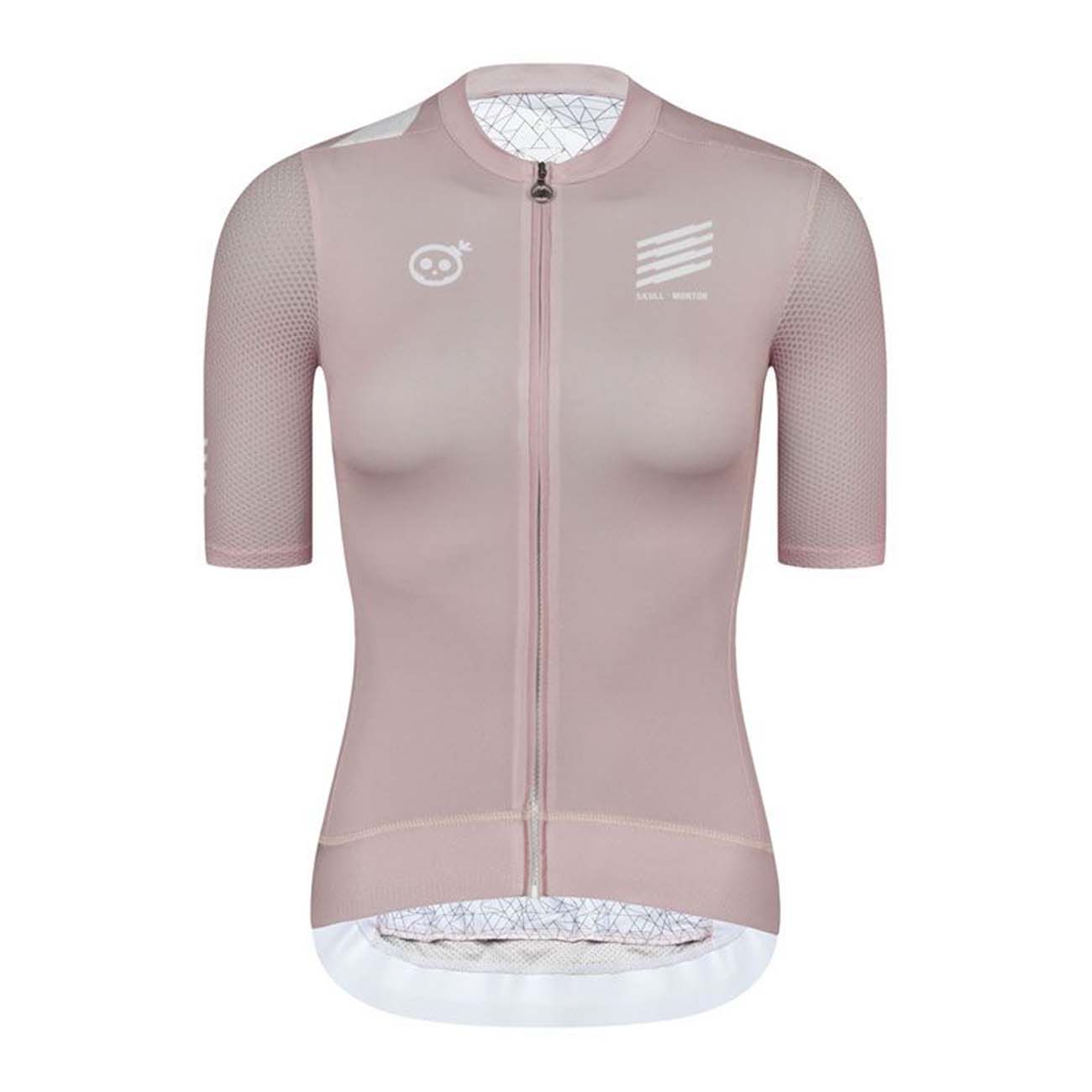 
                MONTON Cyklistický dres s krátkým rukávem - SKULL HOLIDAY LADY - růžová/bílá
            