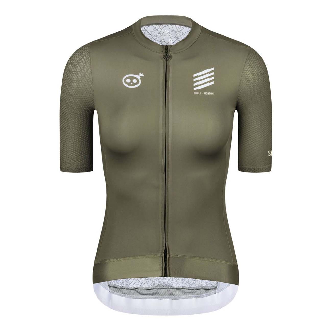 MONTON Cyklistický dres s krátkým rukávem - SKULL ZEUS LADY - bílá/zelená S