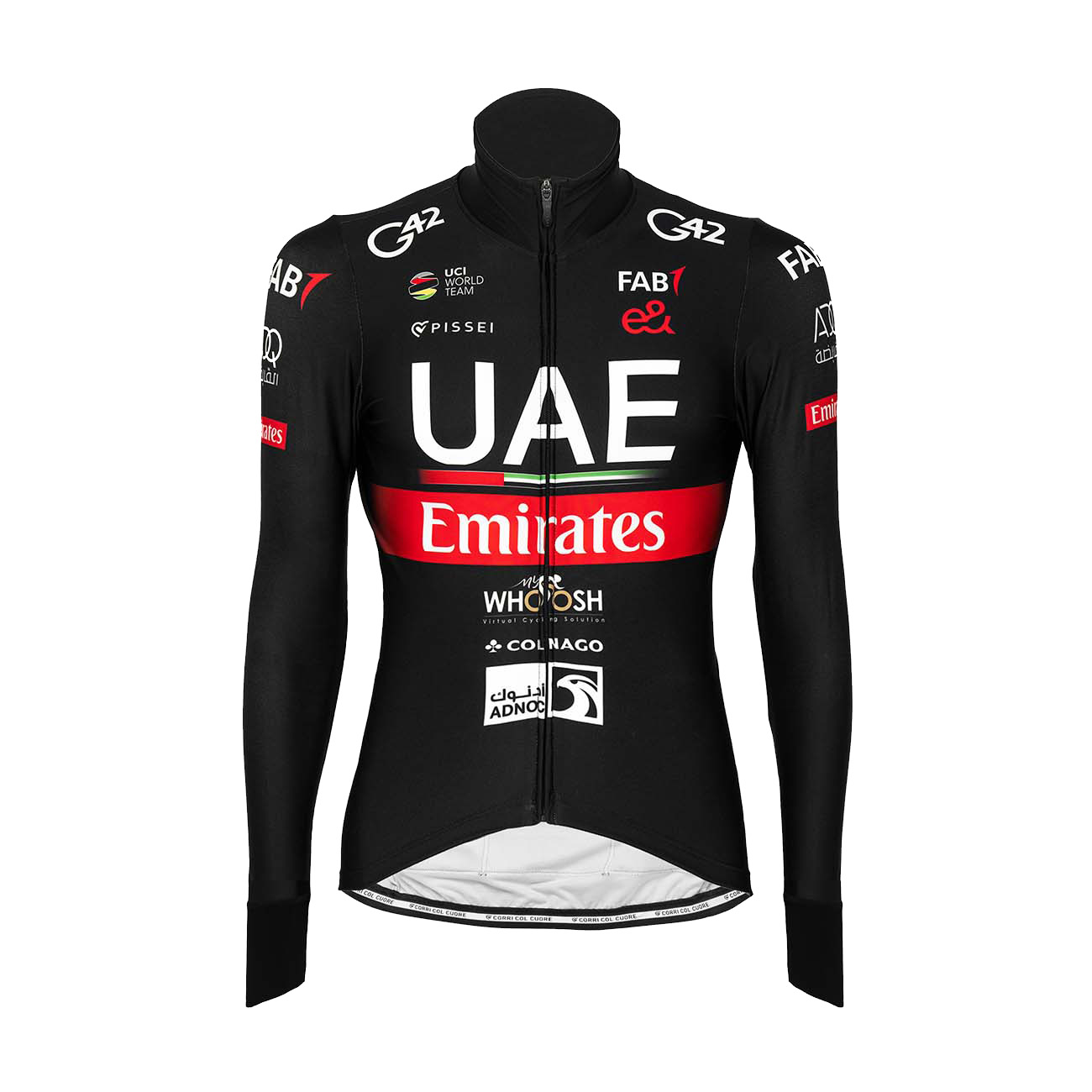 
                PISSEI Cyklistický dres s dlouhým rukávem zimní - UAE TEAM EMIRATES 23 - bílá/červená/černá L
            