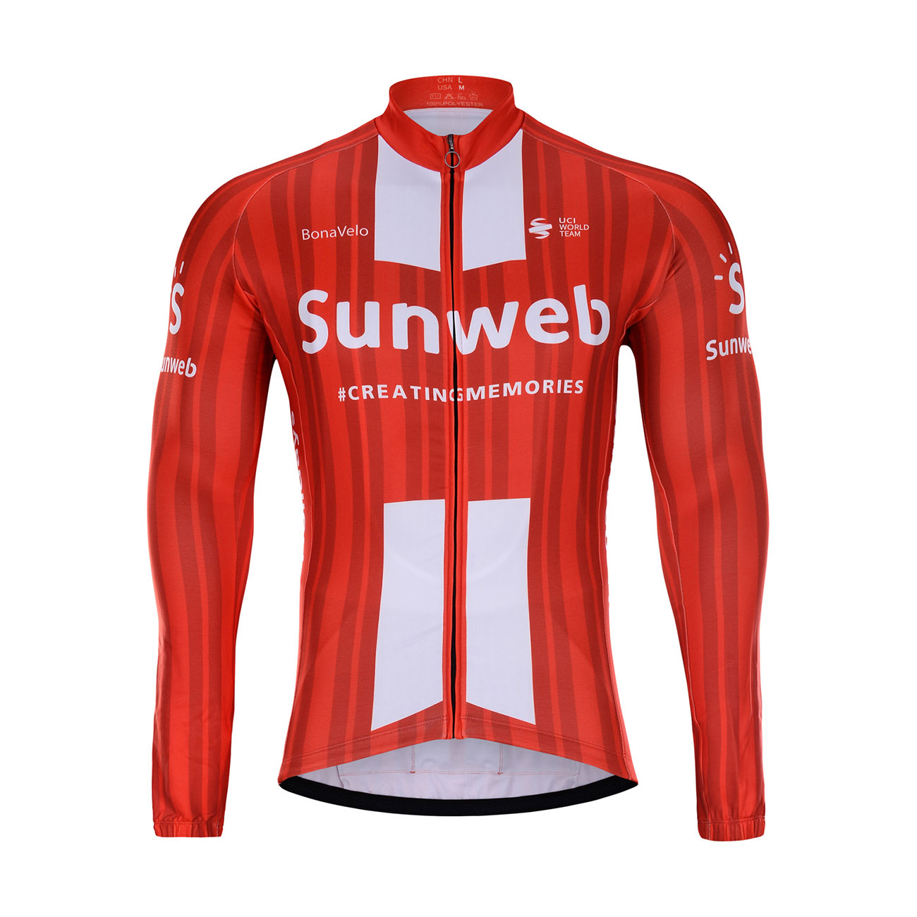 
                BONAVELO Cyklistický dres s dlouhým rukávem zimní - SUNWEB 2020 WINTER - červená/bílá S
            