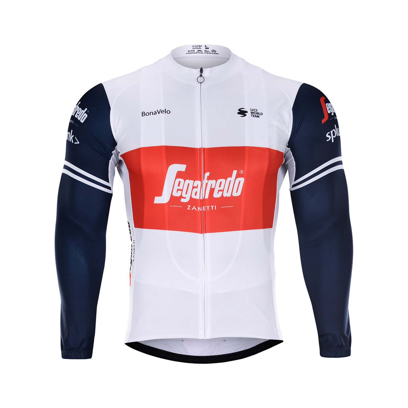 
                BONAVELO Cyklistický dres s dlouhým rukávem zimní - TREK 2020 WINTER - bílá/modrá/červená 5XL
            