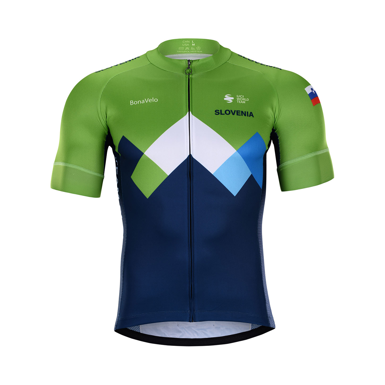 
                BONAVELO Cyklistický dres s krátkým rukávem - SLOVENIA - modrá/zelená XL
            