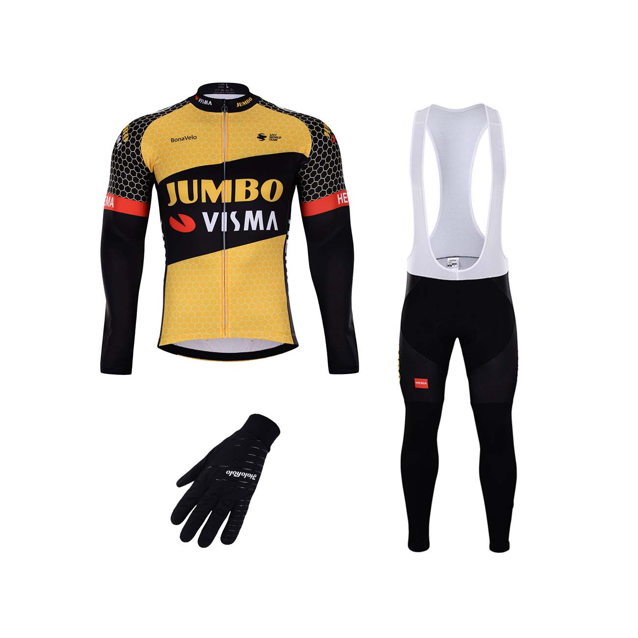 
                BONAVELO Cyklistický mega set - JUMBO-VISMA 2021 WNT - žlutá/černá
            