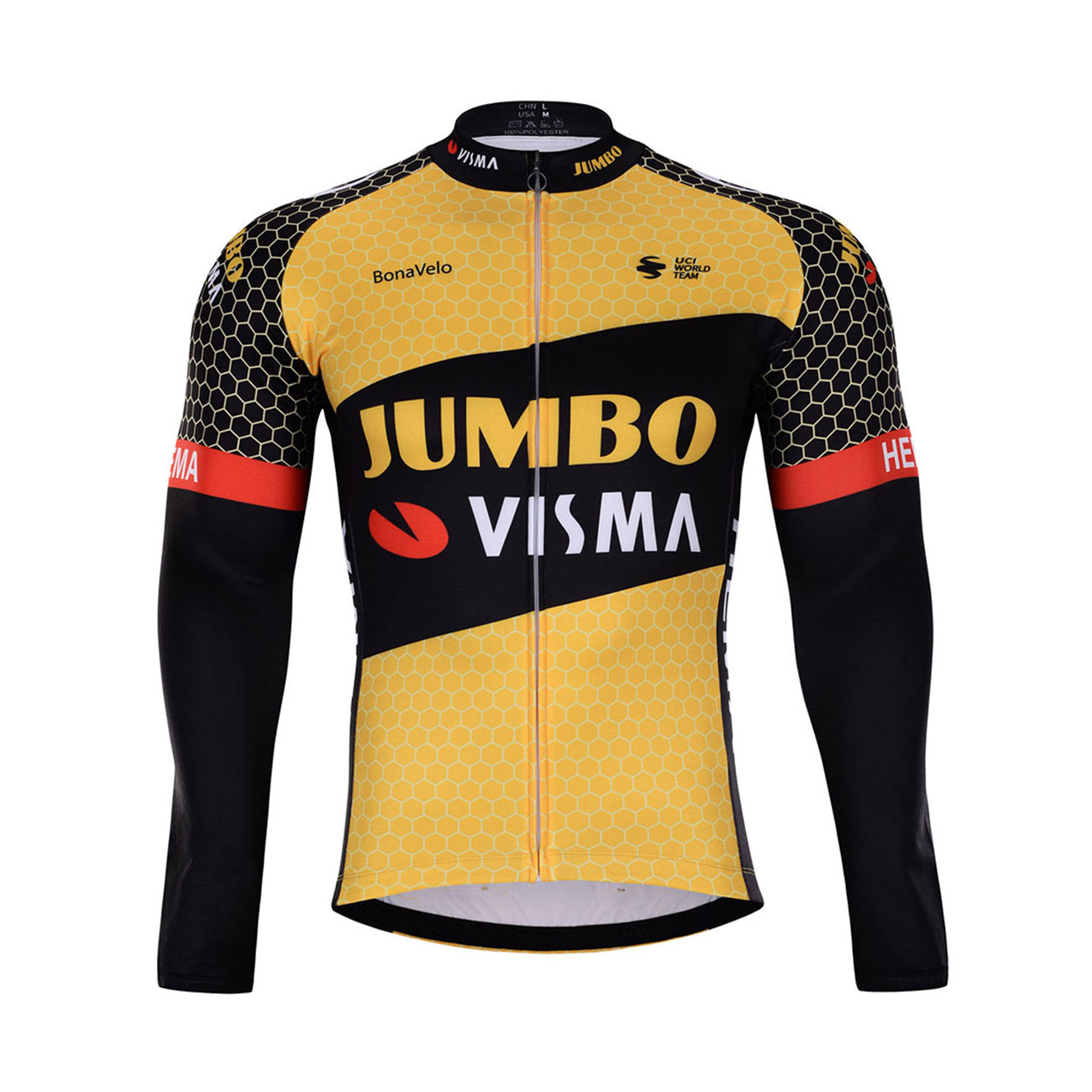 
                BONAVELO Cyklistický dres s dlouhým rukávem zimní - JUMBO-VISMA 2021 WNT - žlutá
            