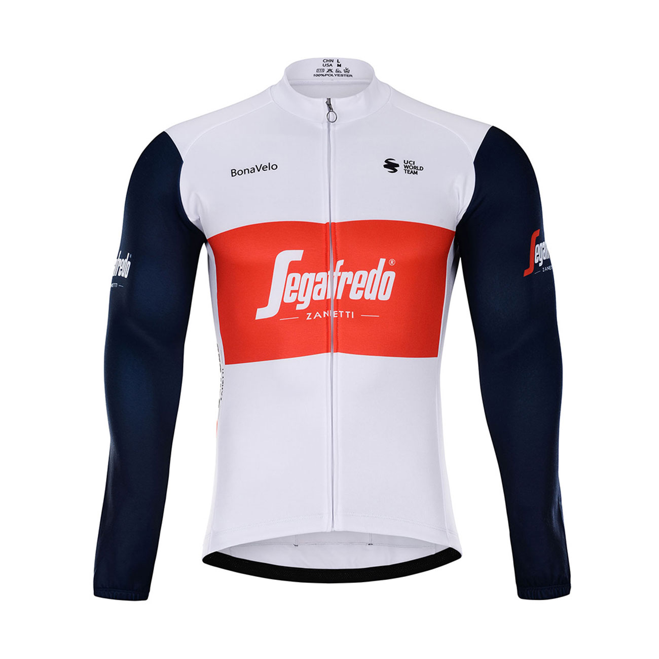 
                BONAVELO Cyklistický dres s dlouhým rukávem zimní - TREK 2021 WINTER - modrá/bílá/červená
            