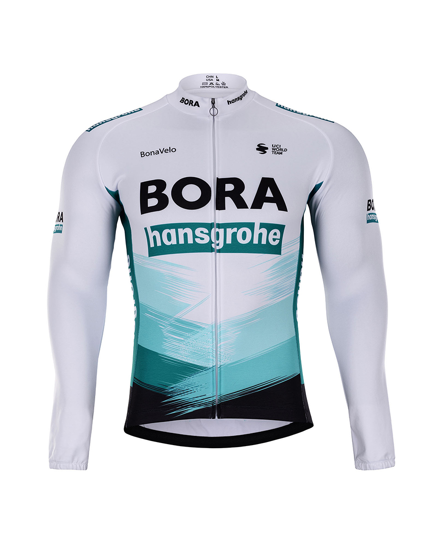 
                BONAVELO Cyklistický dres s dlouhým rukávem zimní - BORA 2021 WINTER - bílá/zelená/černá 2XL
            