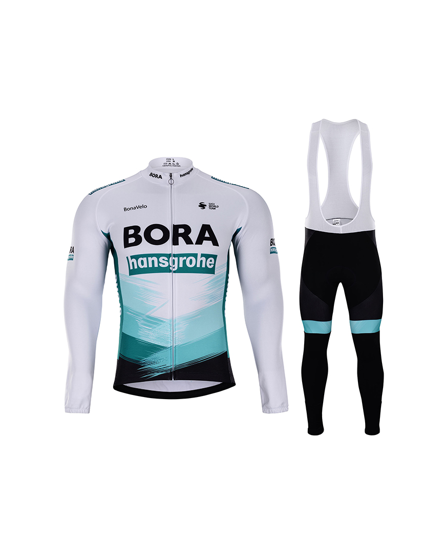 
                BONAVELO Cyklistický zimní dres a kalhoty - BORA 2021 WINTER - zelená/černá/bílá
            