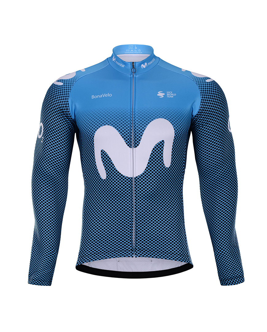 
                BONAVELO Cyklistický dres s dlouhým rukávem zimní - MOVISTAR 2021 WINTER - modrá/bílá
            