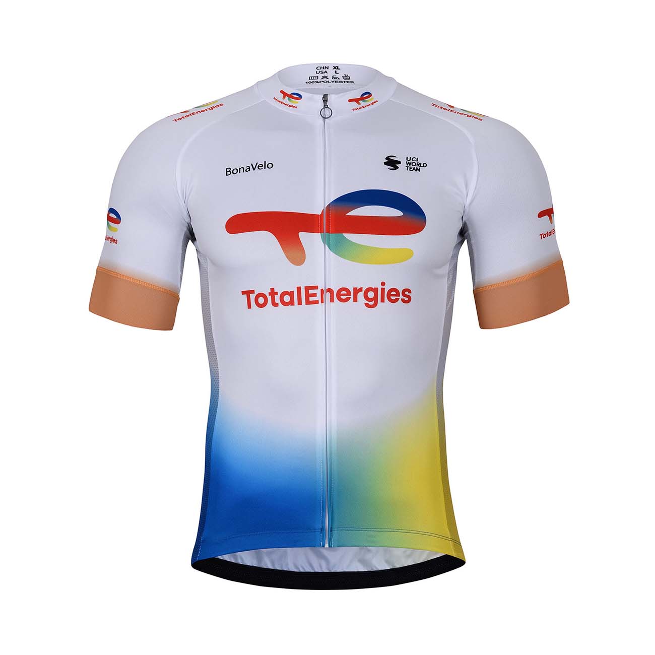 Levně BONAVELO Cyklistický dres s krátkým rukávem - TOTAL ENERGIES 2023 - modrá/bílá/žlutá/červená XS