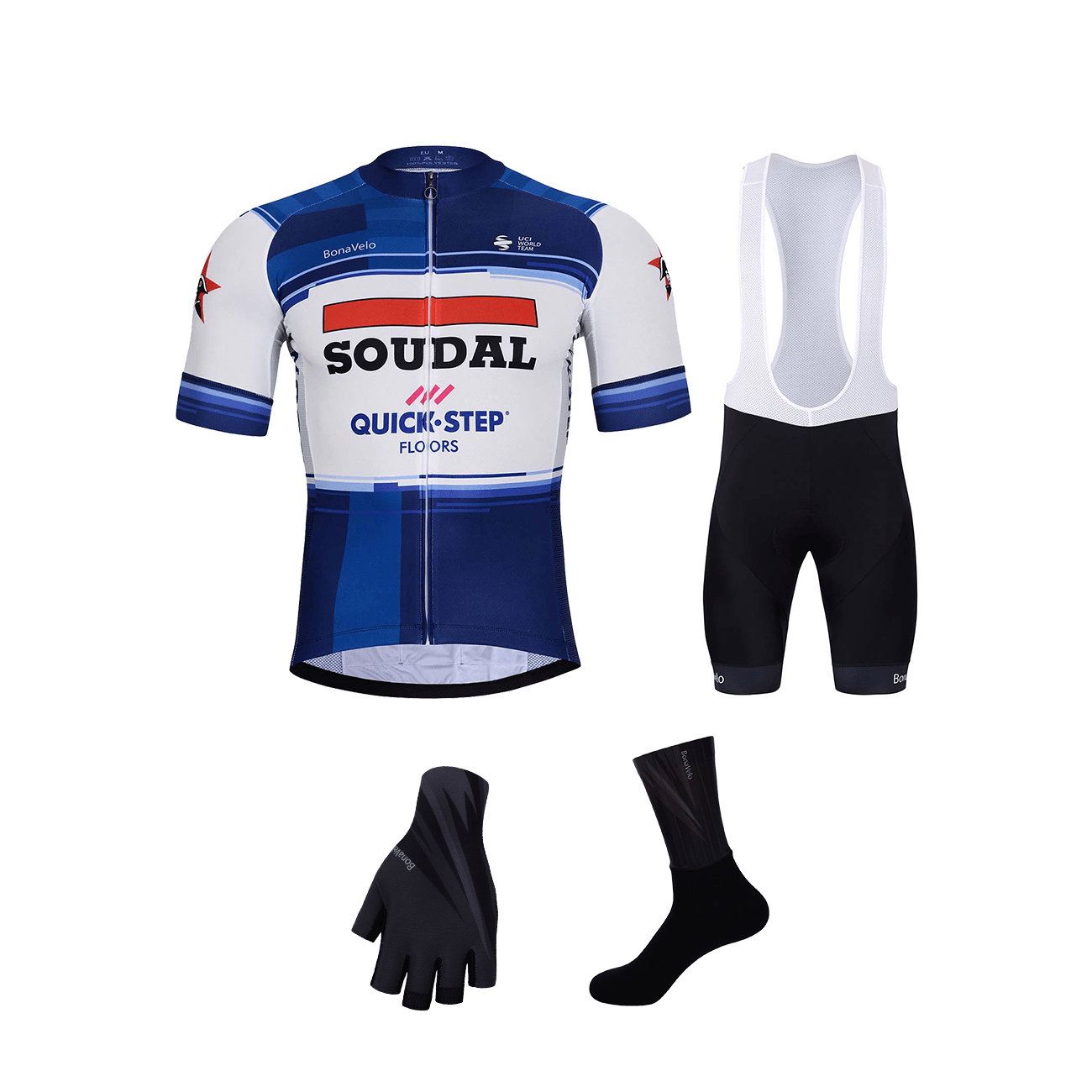 
                BONAVELO Cyklistický mega set - SOUDAL QUICK-STEP 23 - modrá/černá/bílá
            