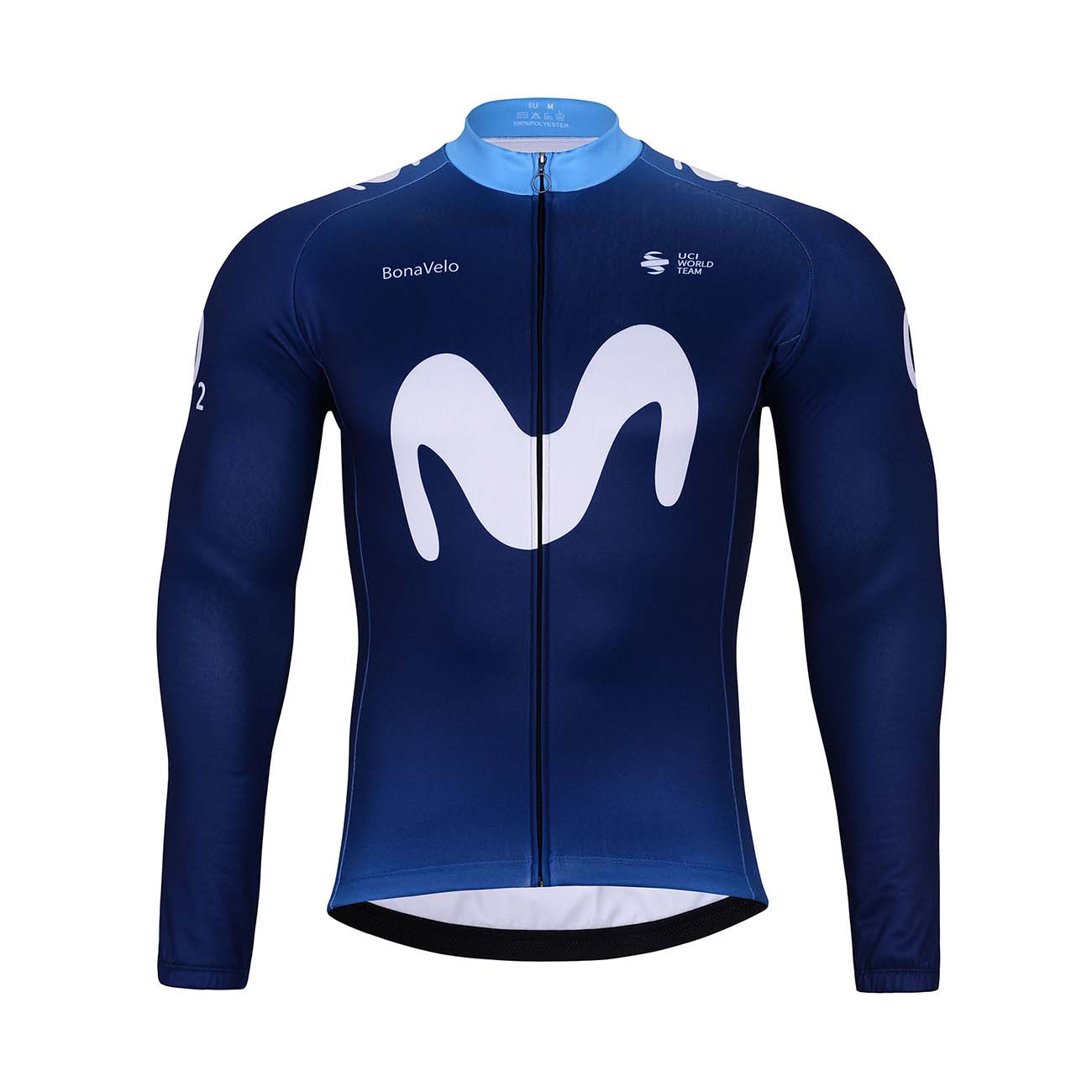 
                BONAVELO Cyklistický dres s dlouhým rukávem zimní - MOVISTAR 2024 WINTER - bílá/modrá 2XL
            