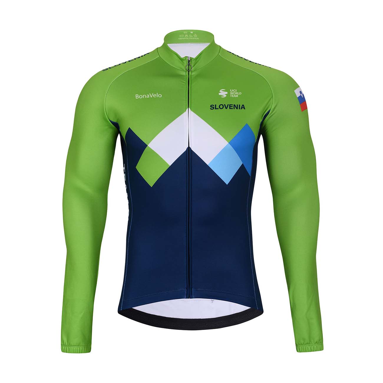 
                BONAVELO Cyklistický dres s dlouhým rukávem zimní - SLOVENIA - modrá/zelená 6XL
            