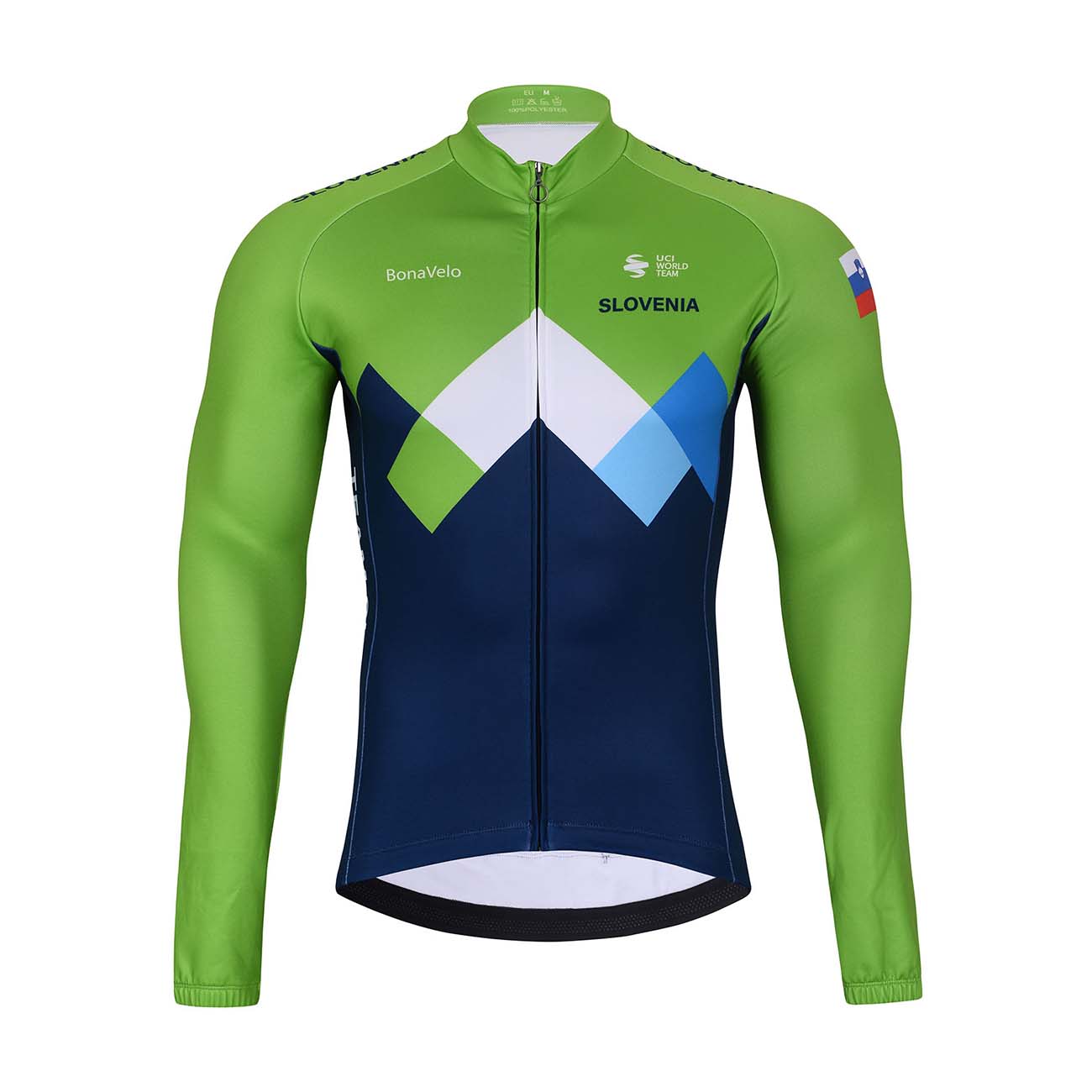 
                BONAVELO Cyklistický dres s dlouhým rukávem zimní - SLOVENIA - zelená/modrá 4XL
            